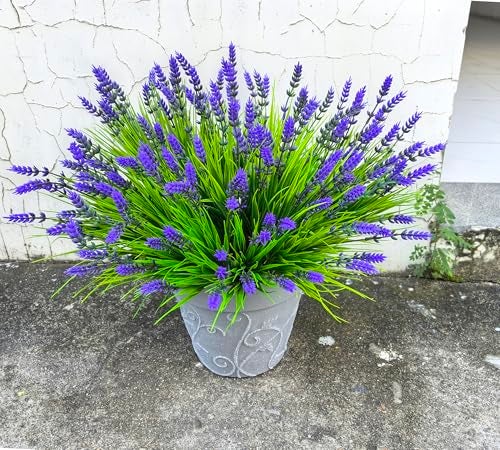 TSTWETO Artificial Plants Outdoor, 22 Pcs Fake Flowers UV Resistant Outdoor Lavender Artificial Flowers, Plastic Faux Plants Greenery Shrubs for Home Porch Garden Yard Window Box - Image 3