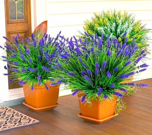 TSTWETO Artificial Plants Outdoor, 22 Pcs Fake Flowers UV Resistant Outdoor Lavender Artificial Flowers, Plastic Faux Plants Greenery Shrubs for Home Porch Garden Yard Window Box - Image 2
