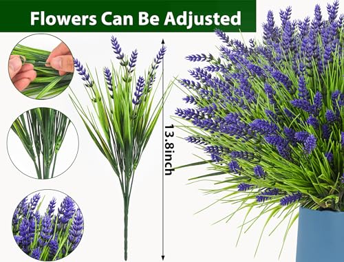 TSTWETO Artificial Plants Outdoor, 22 Pcs Fake Flowers UV Resistant Outdoor Lavender Artificial Flowers, Plastic Faux Plants Greenery Shrubs for Home Porch Garden Yard Window Box - Image 4