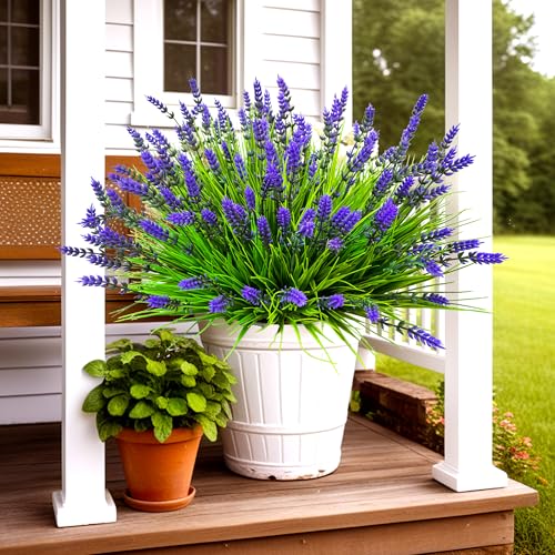 TSTWETO Artificial Plants Outdoor, 22 Pcs Fake Flowers UV Resistant Outdoor Lavender Artificial Flowers, Plastic Faux Plants Greenery Shrubs for Home Porch Garden Yard Window Box - Image 5