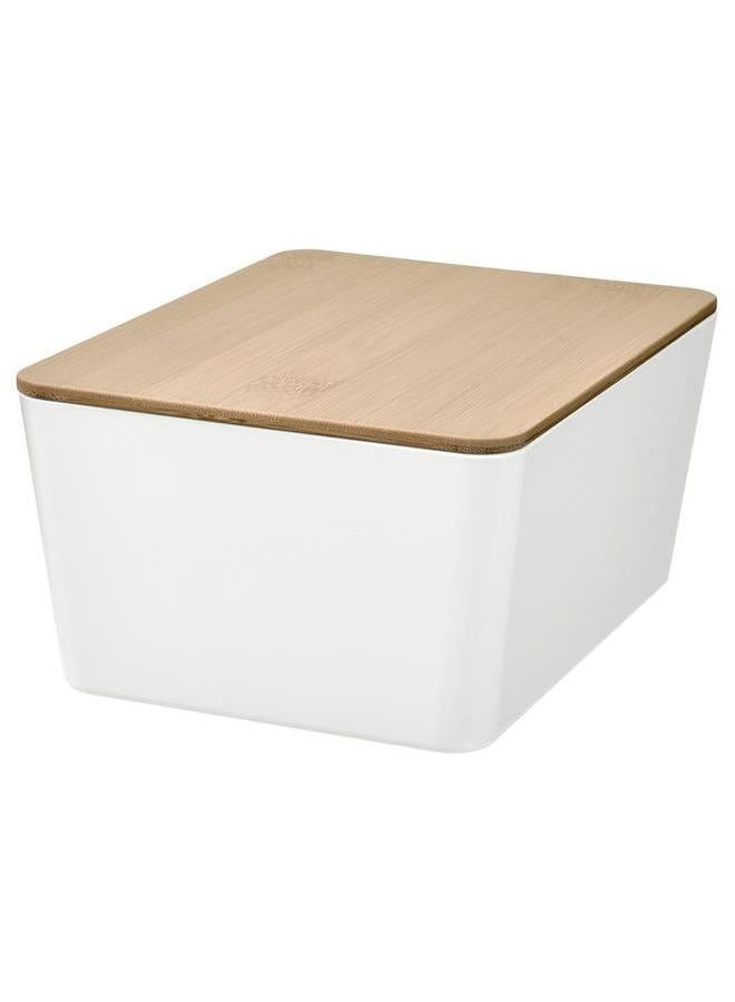 erorex Box With Lid White Bamboo 13X18X8 Cm - Image 1