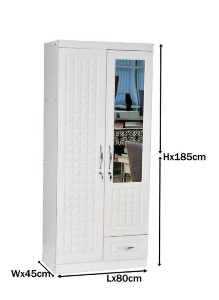 KARNAK Karnak 2 Door Wooden Wardrobe, Cabinet, Of Engineered Wood With 1 Lockable Drawer Perfect Modern Stylish Heavy Duty Colour (White)  - Image 3