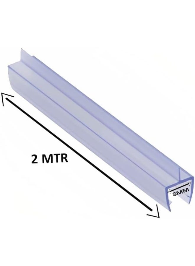 Biella Translucent Weather Stripping Seal Sweep With Drip Rail Shower Door Pvc Silicone Lip Seal Strip For 8Mm Frame-Less Glass 2 Meter X 3Pcs 8Mm Glass U Shape Center Lip  - Image 2