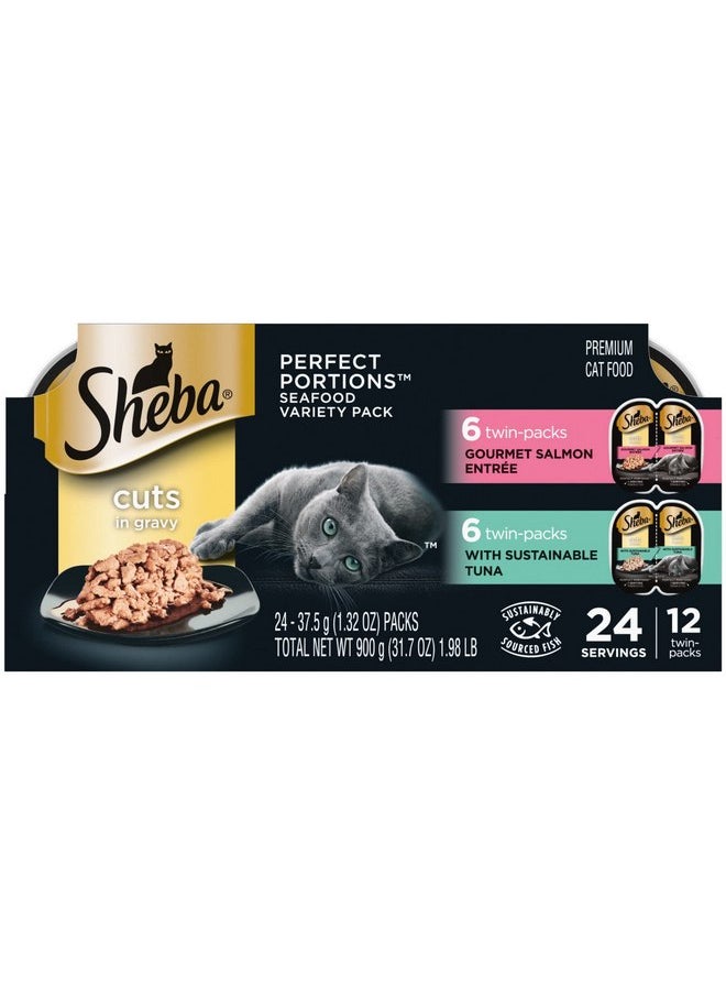 Sheba Sheba Perfect Portions Cuts in Gravy Multipack Salmon & Tuna Wet Cat Food, 2.64 oz., 12 Twin Packs  - Image 1
