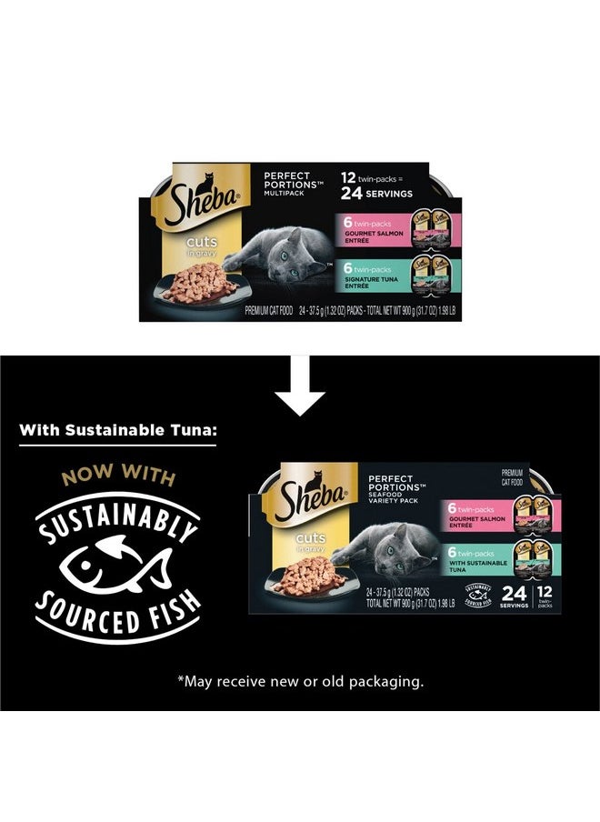 Sheba Sheba Perfect Portions Cuts in Gravy Multipack Salmon & Tuna Wet Cat Food, 2.64 oz., 12 Twin Packs  - Image 2