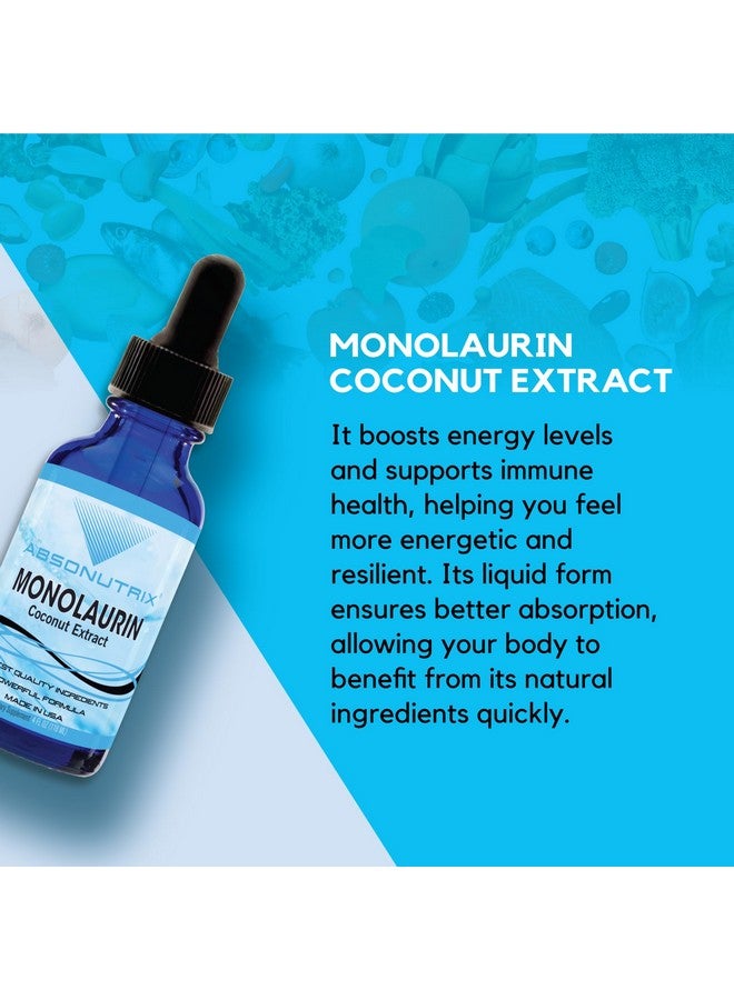 Absonutrix Monolaurin Liquid Extract - 4oz Liquid, 830 mg 142 Servings, Made in USA, Quick Absorption, Quality Potent Ingredients, Non-GMO, GMP Certified Facility, Cruelty-Free Products a - Image 4