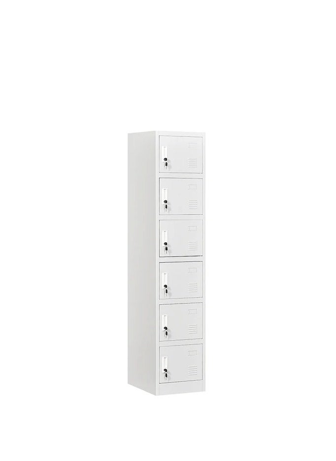 Protector PROTECTOR Six doors locker, Steel Metal Storage Locker- with 5 shelf - for Home & School & Office - Lock With plastic handle (Grey)  - Image 1