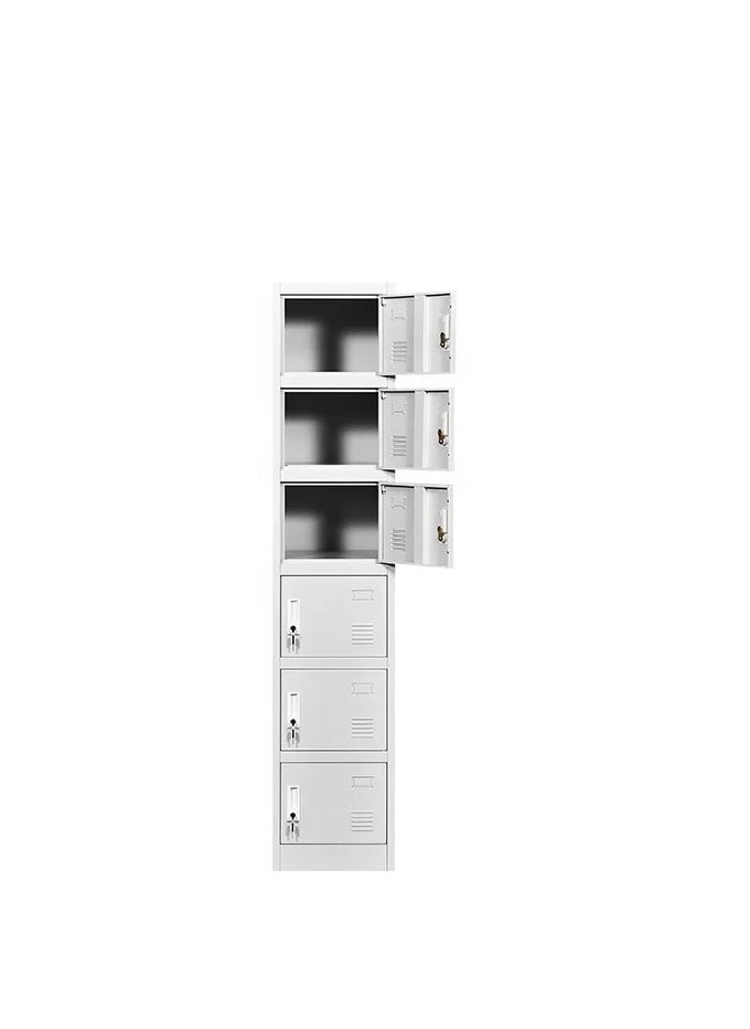 Protector PROTECTOR Six doors locker, Steel Metal Storage Locker- with 5 shelf - for Home & School & Office - Lock With plastic handle (Grey)  - Image 3