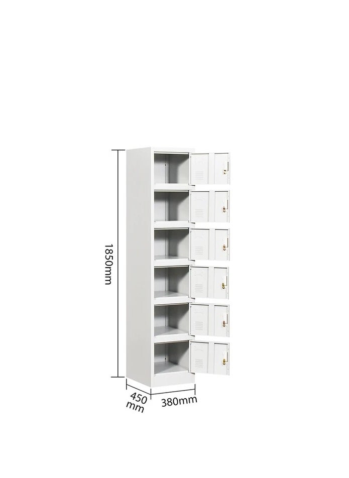Protector PROTECTOR Six doors locker, Steel Metal Storage Locker- with 5 shelf - for Home & School & Office - Lock With plastic handle (Grey)  - Image 4