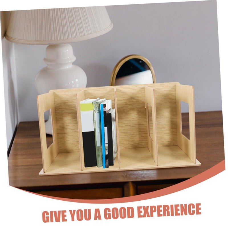 Wooden Book Stand For Vinyl Records And Albums Compact Desktop Organizer Khaki - Image 3