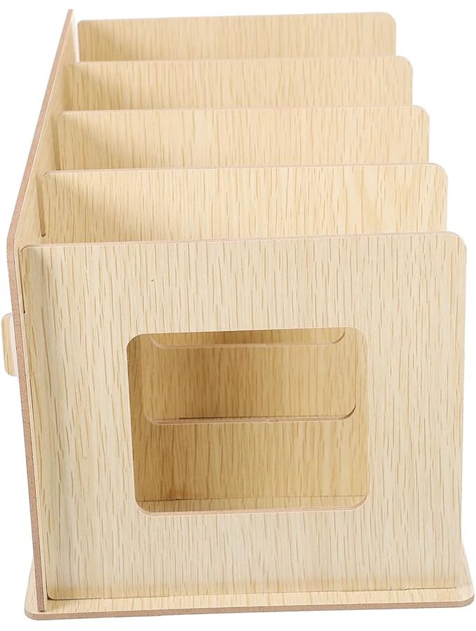 Wooden Book Stand For Vinyl Records And Albums Compact Desktop Organizer Khaki - Image 1