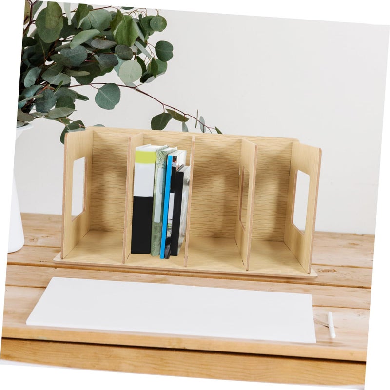 Wooden Book Stand For Vinyl Records And Albums Compact Desktop Organizer Khaki - Image 5