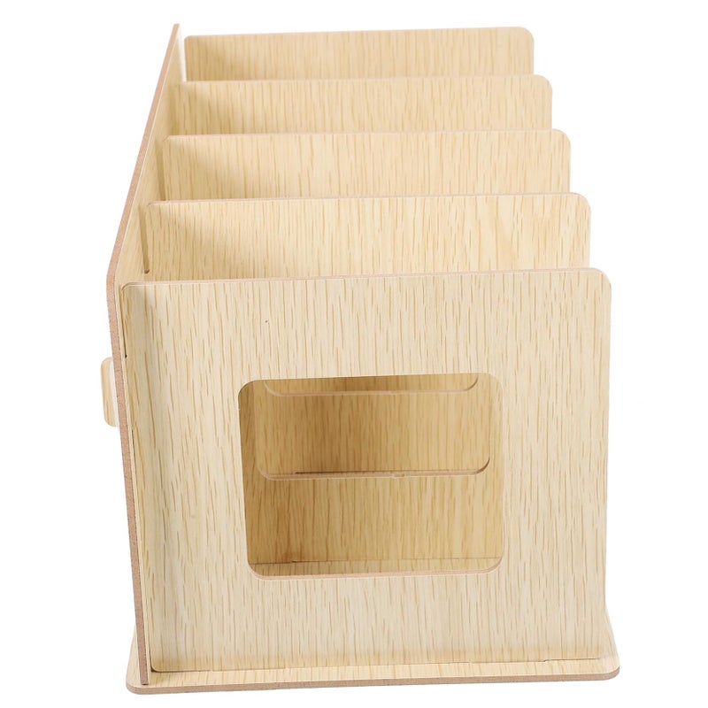 Wooden Book Stand For Vinyl Records And Albums Compact Desktop Organizer Khaki - Image 2