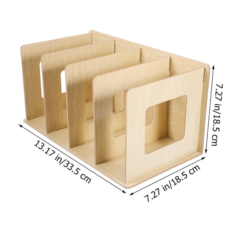 Wooden Book Stand For Vinyl Records And Albums Compact Desktop Organizer Khaki - Image 4