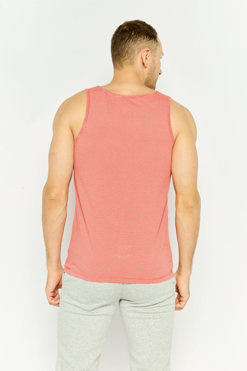 GAP Men Scoop Neck Sleeveless Stripe Vest,  Peach - Image 4