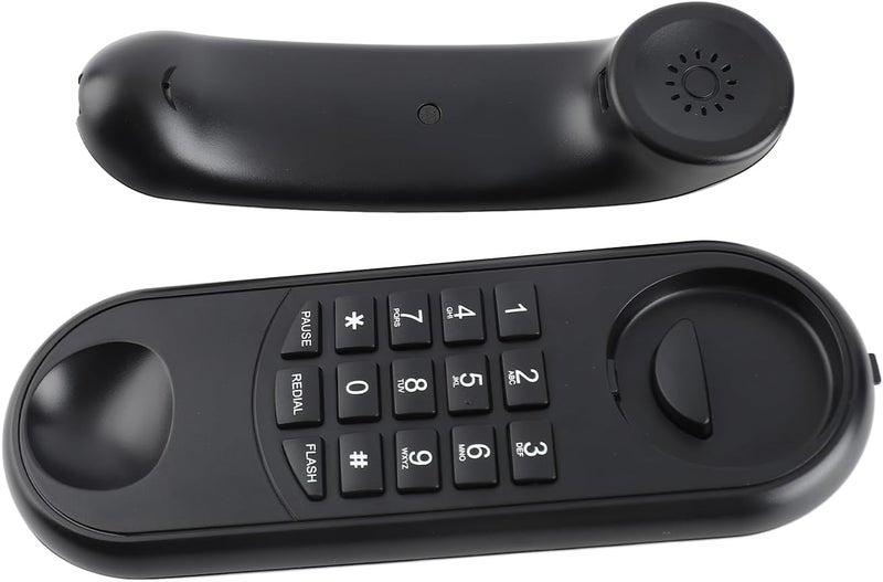Corded Telephone, No Battery Energy Saving with Pause Redial Flash Thunder Proof Design, High Low Sound Changeable, ABS Material Desk Wall Mountable for Home Office Hotel (Black) - Image 2