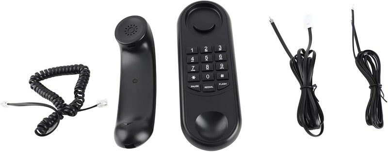 Corded Telephone, No Battery Energy Saving with Pause Redial Flash Thunder Proof Design, High Low Sound Changeable, ABS Material Desk Wall Mountable for Home Office Hotel (Black) - Image 5