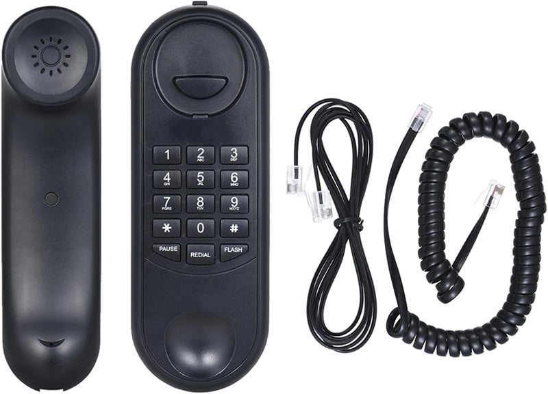 Corded Telephone, No Battery Energy Saving with Pause Redial Flash Thunder Proof Design, High Low Sound Changeable, ABS Material Desk Wall Mountable for Home Office Hotel (Black) - Image 1