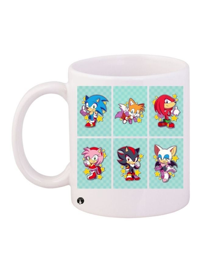 RYN Sonic The Hedgehog Printed Coffee Mug White/Blue/Red 11ounce