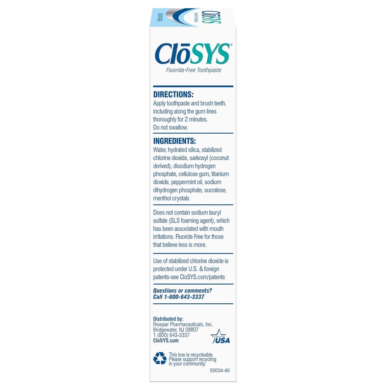 CloSYS معجون أسنان كلوسيس خالي من الفلورايد 34 أونصة حجم السفر بنكهة النعناع اللطيف متوافق مع TSA تبييض وحماية المينا خالي من الكبريتات - Image 3