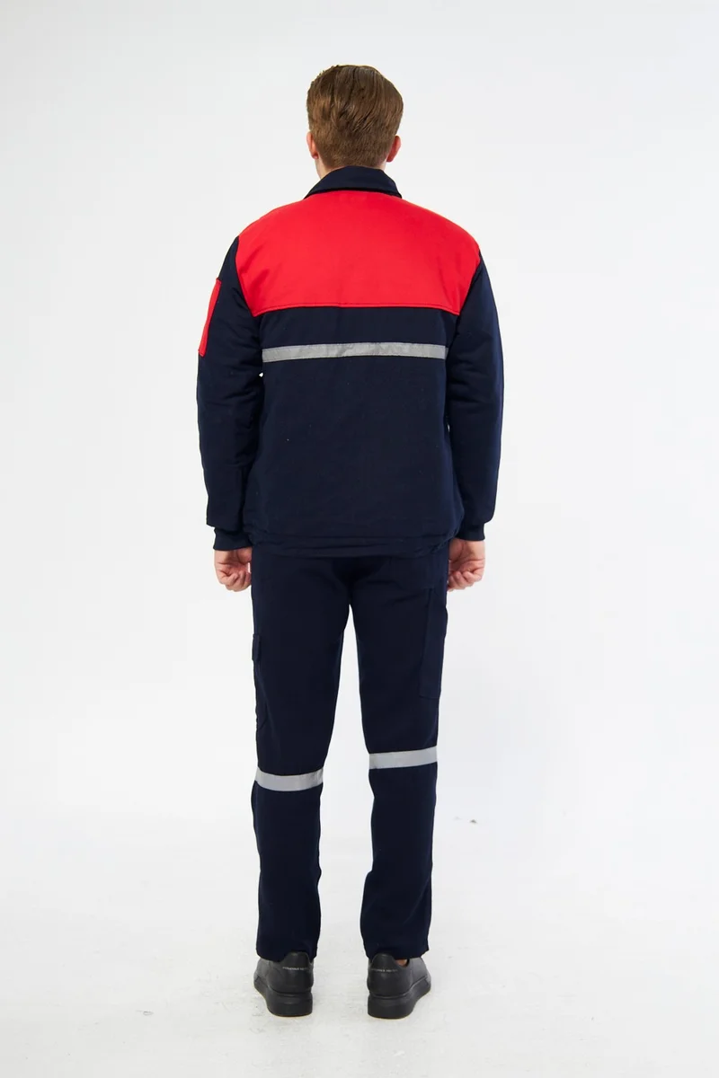 Mervem Work Suit 7/7 Gabardine 100% Cotton Reflective Navy Blue