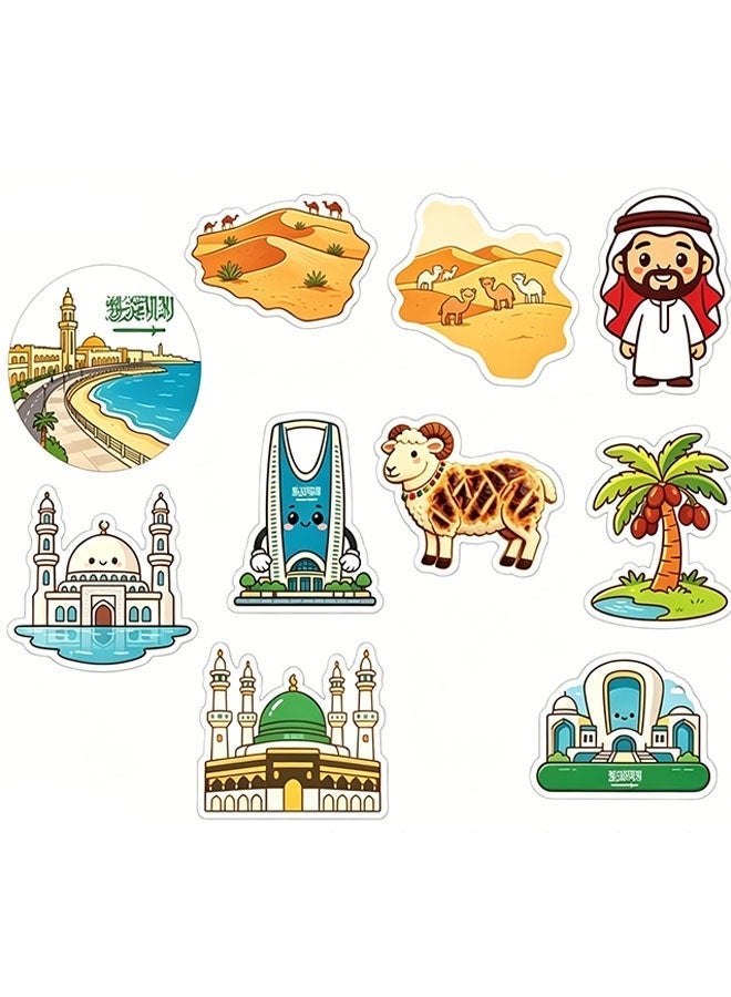 Ailily 10Pcs Saudi Arabia Style Fridge Magnet Set Kingdom Centre Tower and Al Rahma Floating Mosque Travel Tourist Souvenir Gift for Collectors - Image 3