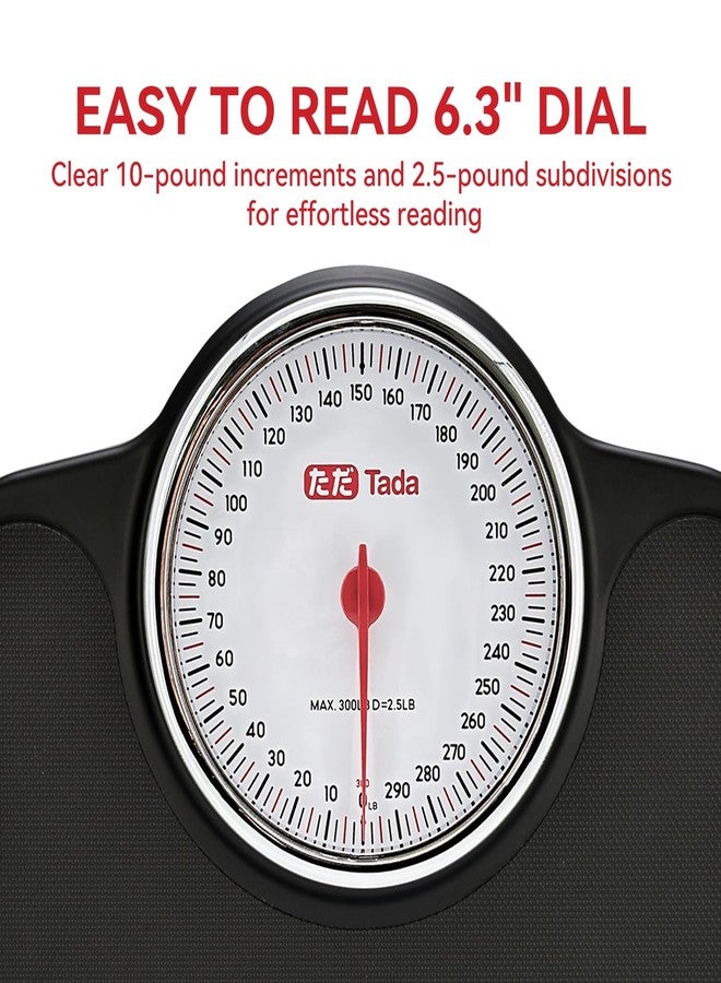 ta da Analog Bathroom Scale, Easy-Read Dial, Up to 300 LB, Non-Slip Platform, Battery-Free Mechanical Weight Scale for Home - Image 3