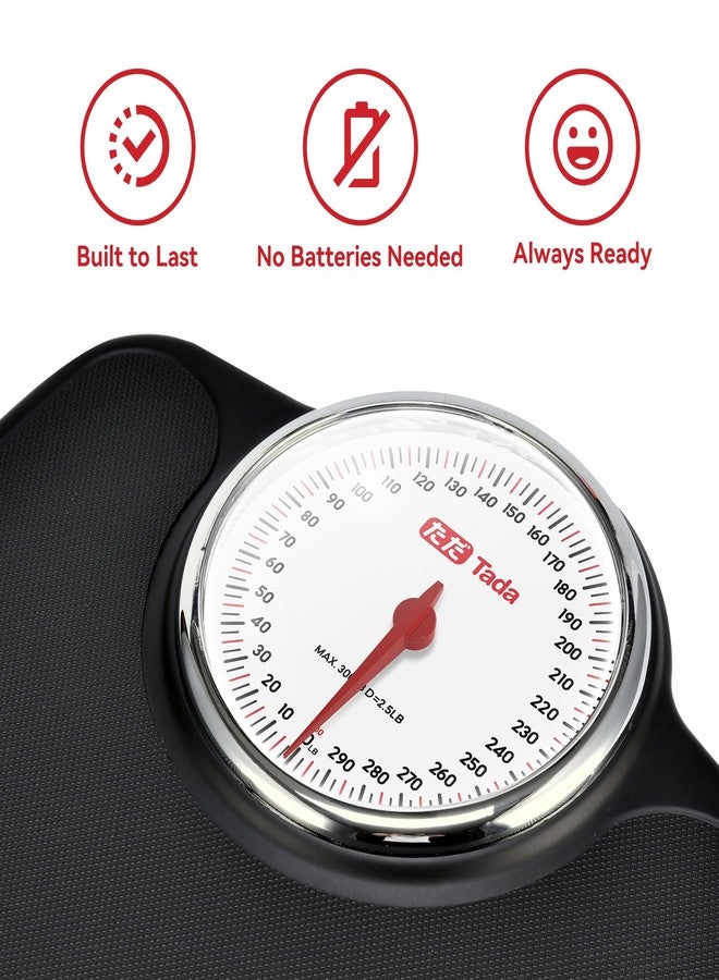 ta da Analog Bathroom Scale, Easy-Read Dial, Up to 300 LB, Non-Slip Platform, Battery-Free Mechanical Weight Scale for Home - Image 4