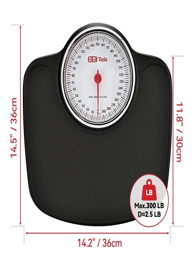 ta da Analog Bathroom Scale, Easy-Read Dial, Up to 300 LB, Non-Slip Platform, Battery-Free Mechanical Weight Scale for Home - Image 5