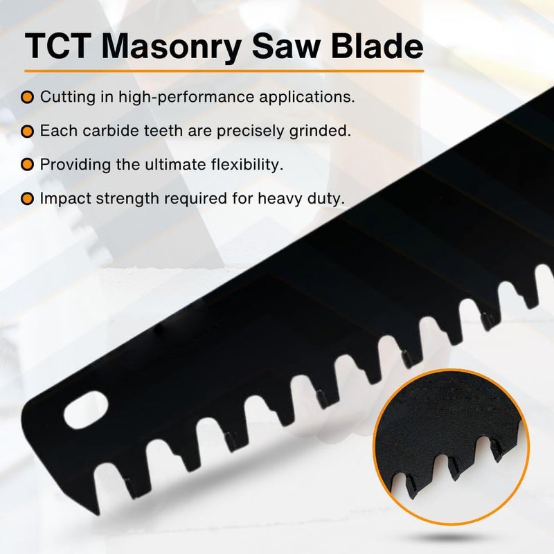 Veltrix - Carbide Tipped Teeth | AAC/Concrete Hand Saw | Cuts Siporex, Aerated Blocks, Bricks, Cement | TCT Blade with Ergonomic PVC Handle (24" - 600mm) - Image 5