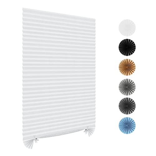 ChYoung Stick On Blinds for Windows, No Drill Blinds Temporary Window Blinds No Drilling Door Blinds Light Filtering Pleated Paper Blinds and Shades Clip On Blinds for Kitchen Patio Bathroom - Image 1