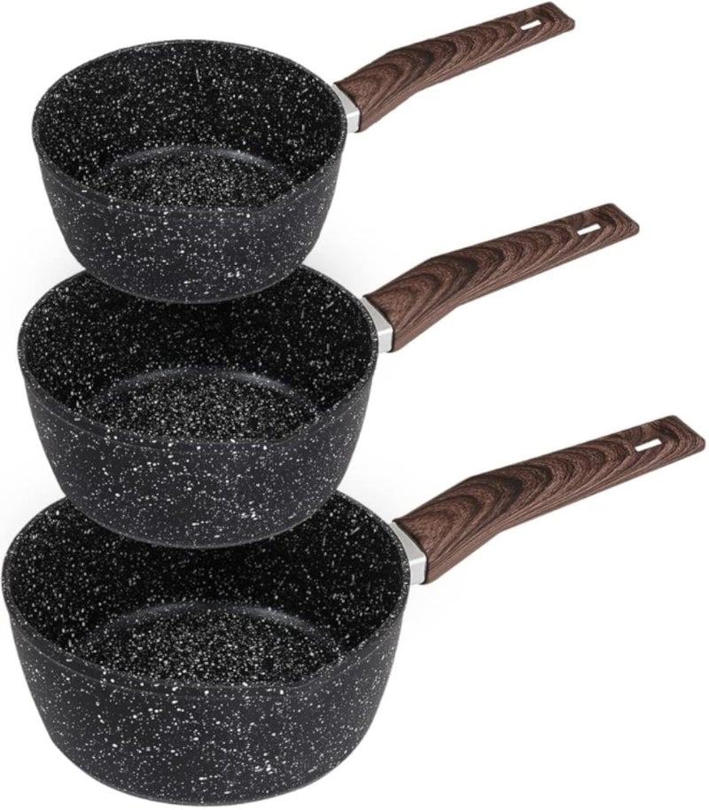 Deco Express Saucepan Nonstick - Induction Saucepan Non Stick 16/18/20 cm - Prime Quality Cookware Set (16/18/20 cm)