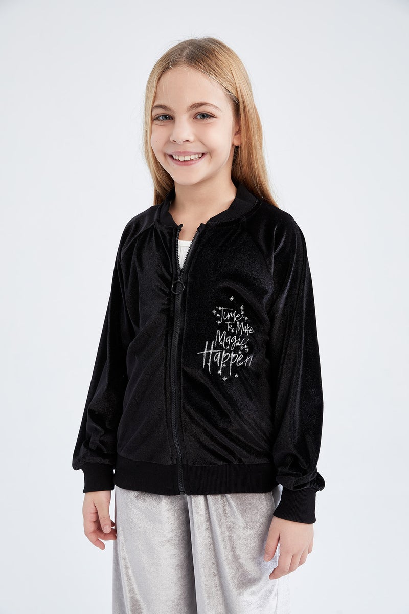 DeFacto Girl Bomber Collar Cardigan - Image 1