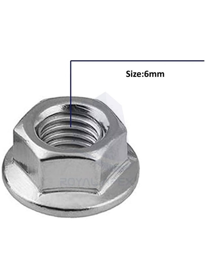 Royal Apex Stainless Steel Hex Flange Nuts Serrated Universal Locknuts For Furniture Automobile Industry Civil Construction Diy 6Mm - Image 2