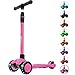 Allek Kick Scooter B03 Lean N Glide 3Wheeled Push Scooter with Extra Wide PU LightUp Wheels Any Height Adjustable Handlebar and Strong Thick Deck for Children from 312yrs Rose Pink - Image 3