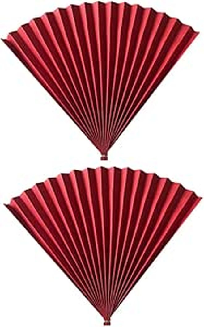 Red Folding Paper Fan Set Antique Chinese Style Wedding Festival Photography Prop - Image 1