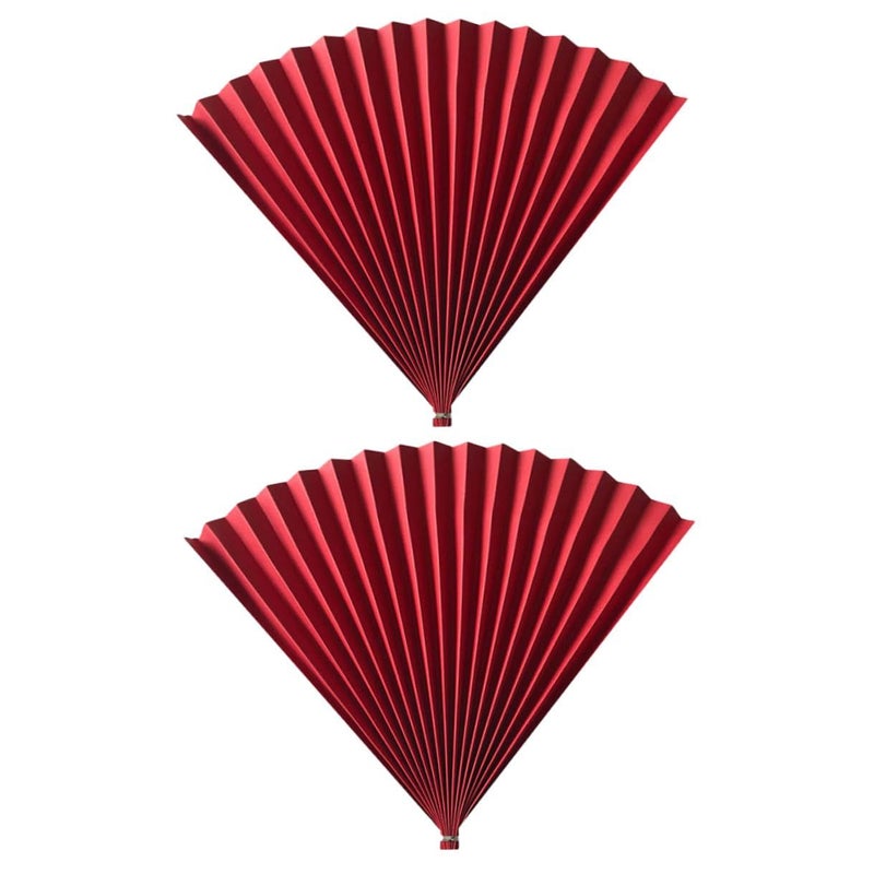 Red Folding Paper Fan Set Antique Chinese Style Wedding Festival Photography Prop - Image 2
