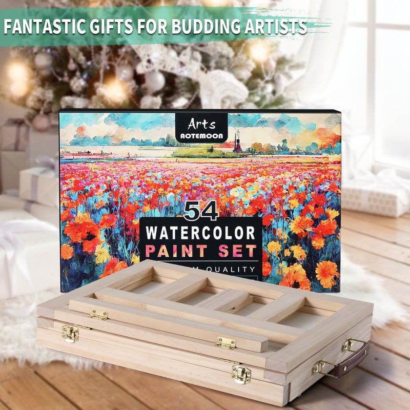 AOTEMOON 54 Pieces Watercolor Paint Set with Tabletop Easel, Complete Starter Painting Art Supplies with Watercolor Paints, Canvases, Sketch Pads, Brushes and Palette for Beginners Young Artists and Adults - Image 3