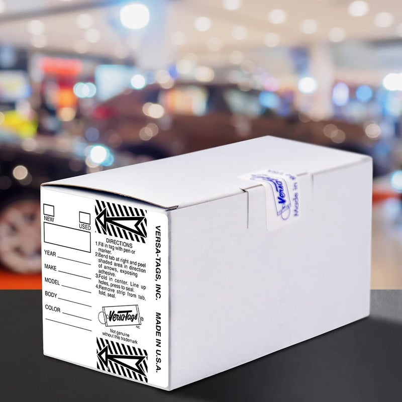 Versa-Tags Yellow and White Bundle - Genuine Versa-Tag Key Tags, Self-Protecting (2 Boxes) (250 Tags per Box with Metal Rings) - Image 2
