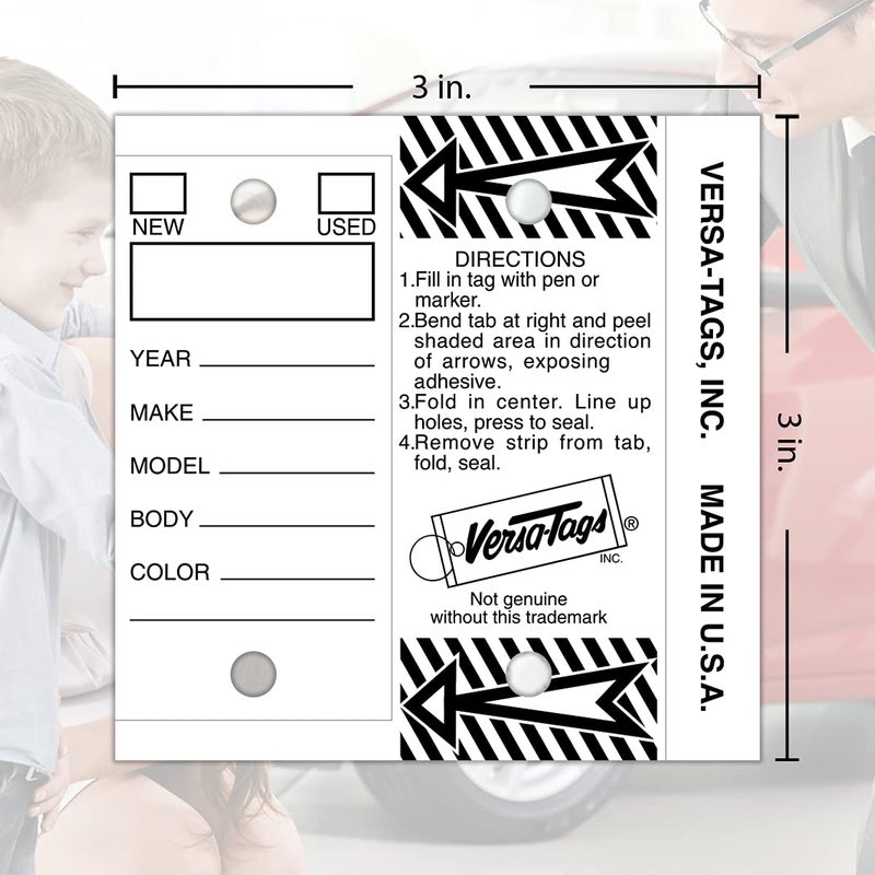 Versa-Tags Yellow and White Bundle - Genuine Versa-Tag Key Tags, Self-Protecting (2 Boxes) (250 Tags per Box with Metal Rings) - Image 3