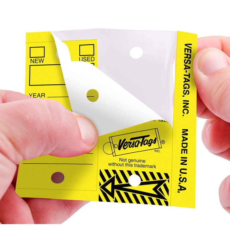 Versa-Tags Yellow and White Bundle - Genuine Versa-Tag Key Tags, Self-Protecting (2 Boxes) (250 Tags per Box with Metal Rings) - Image 5