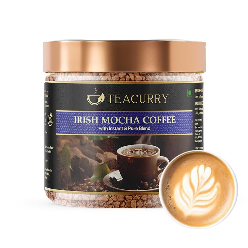 Teacurry Irish Mocha Instant Coffee (50 Grams) - Natural Arabica Coffee Beans | Black Coffee Powder with All Natural with Rich Irish Mocha Flavor | Hot and Cold Coffee - Image 1
