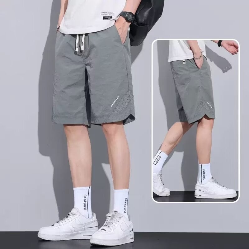 Generic Ice Silk Casual Shorts Mens Summer Thin Loose breeches Quick-drying Sports Summer Outer Wear Crock Pants Grey - Image 1
