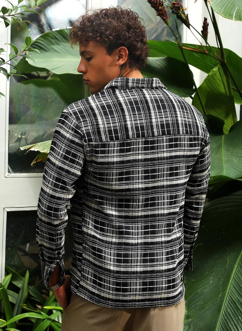 Campus Sutra Utility Tartan Plaid Oversized Shirt