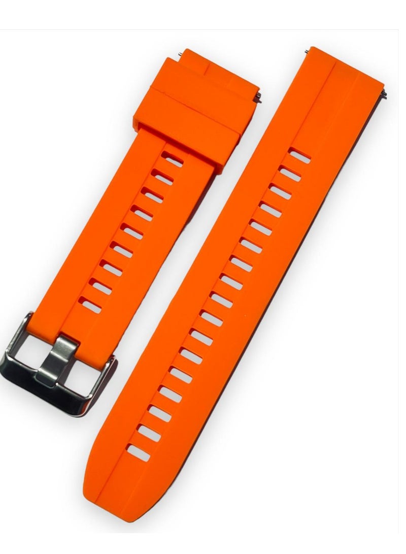 Soft Silicone Wriest Rubber Band Watch Strap Compatible with 22 mm Strap for CMF Watch Pro/CMF Watch Pro 2 - (Only Strap) ORANGE - Image 1