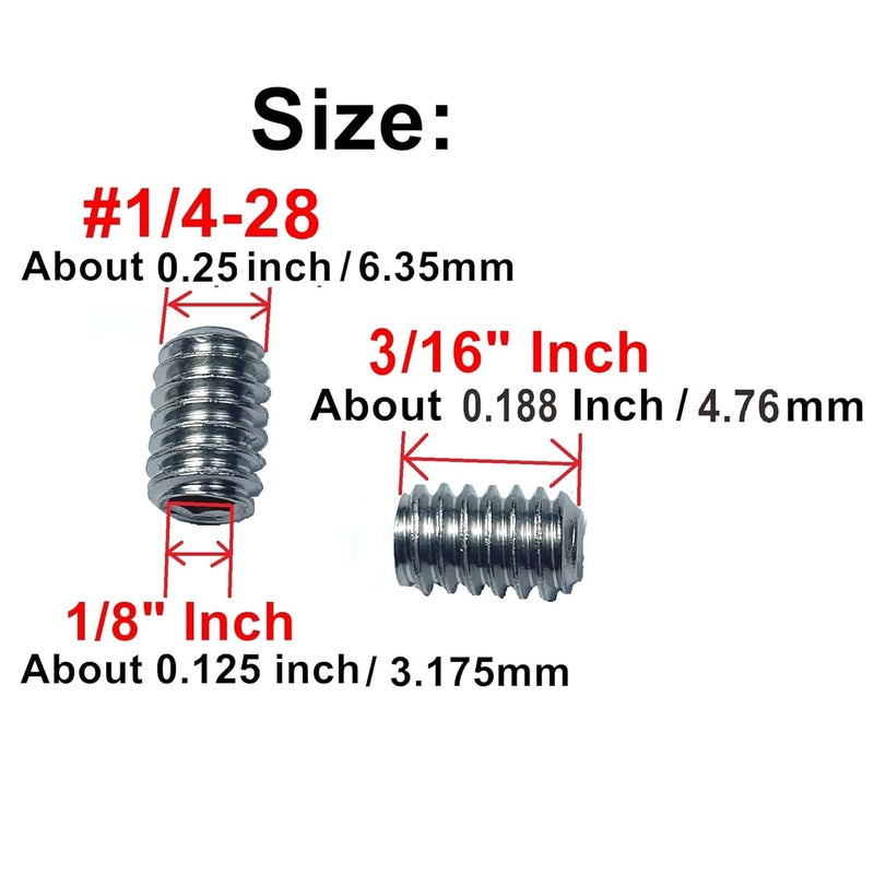 ZDingTech 50pcs Set Screws 1/4-28 x 3/16" inch 304 Stainless Steel Allen Head Hex Hexagon Socket Set Screws with 1/8" Allen Wrench,Set Grub Screws Hex Allen Head Socket Set Screws.(3/16" Length) - Image 3