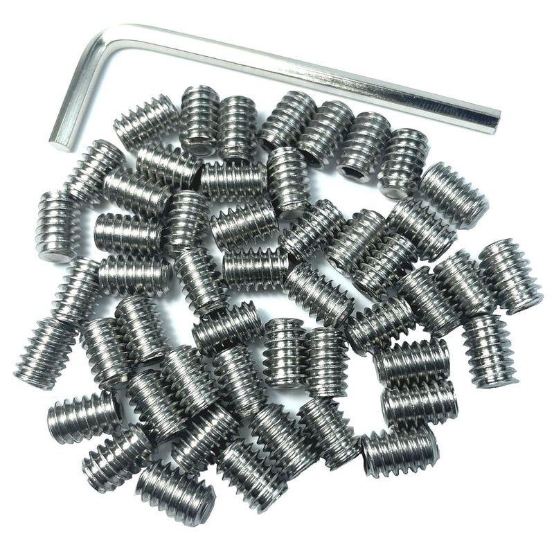 ZDingTech 50pcs Set Screws 1/4-28 x 3/16" inch 304 Stainless Steel Allen Head Hex Hexagon Socket Set Screws with 1/8" Allen Wrench,Set Grub Screws Hex Allen Head Socket Set Screws.(3/16" Length) - Image 1