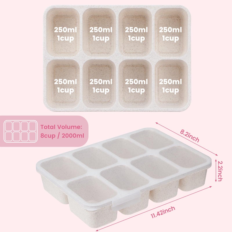 MaMix Snackle Box Container,Leak-Proof Snack Box 8 Compartment Divided Serving Tray with Lid, Dishwasher Safe Food Containers for Fruit Candy Snack Nuts Veggie Party (2 PACK) - Image 2