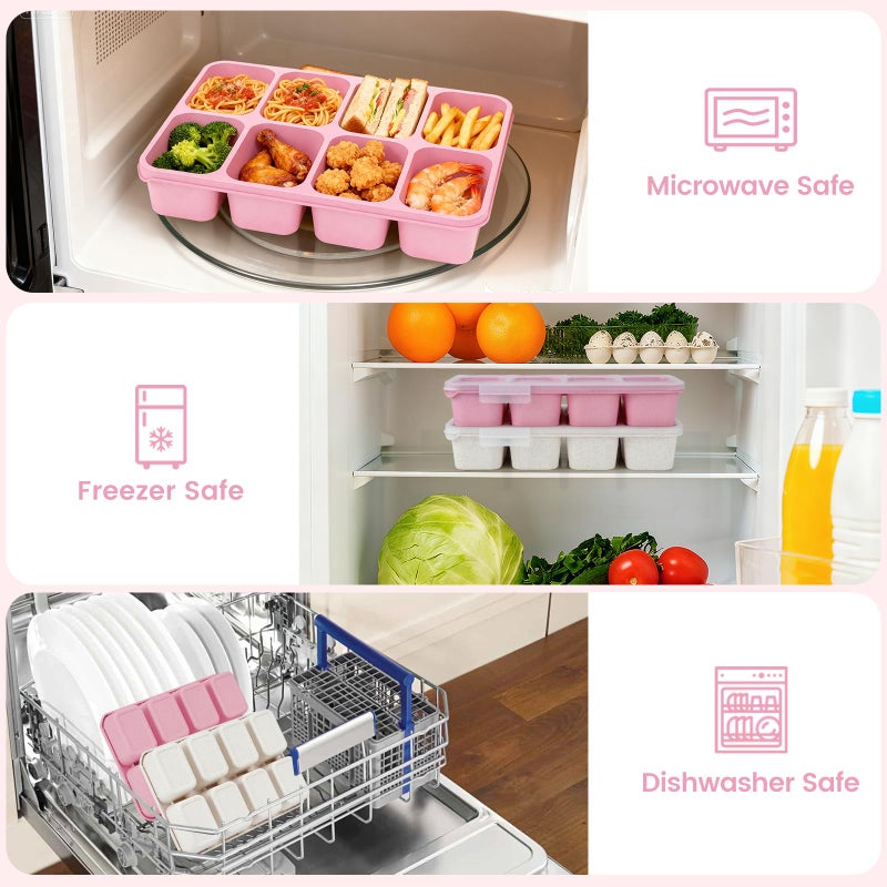 MaMix Snackle Box Container,Leak-Proof Snack Box 8 Compartment Divided Serving Tray with Lid, Dishwasher Safe Food Containers for Fruit Candy Snack Nuts Veggie Party (2 PACK) - Image 5