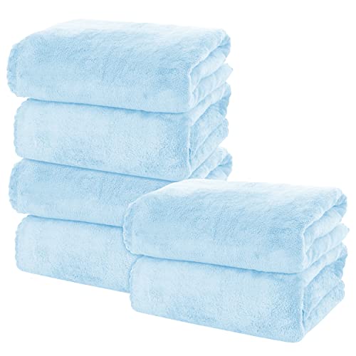 MOONQUEEN 6 Pack Premium Bath Towel Set  Quick Drying  Microfiber Coral Velvet Highly Absorbent Towels  Multipurpose Use as Bath Fitness Bathroom Shower Sports Yoga Towel Aquamarine